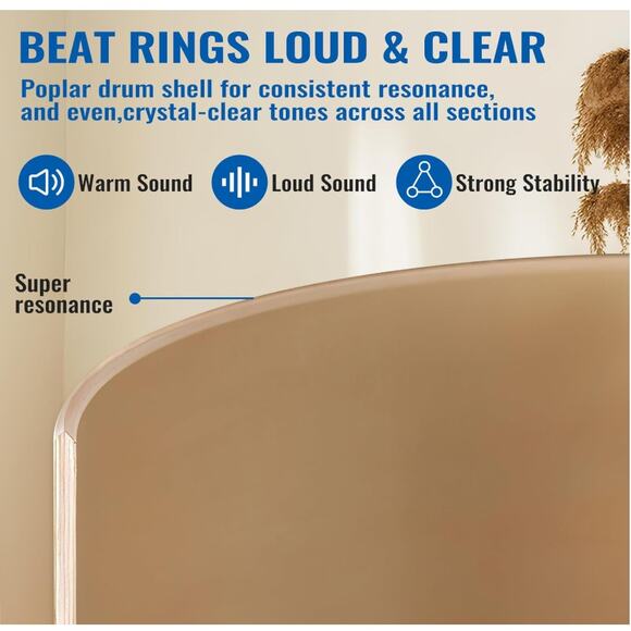 MOSEN Drum Set 3-Piece Beginner Drum Set Junior Drum Kit with Adjustable Throne - Picture 6 of 8